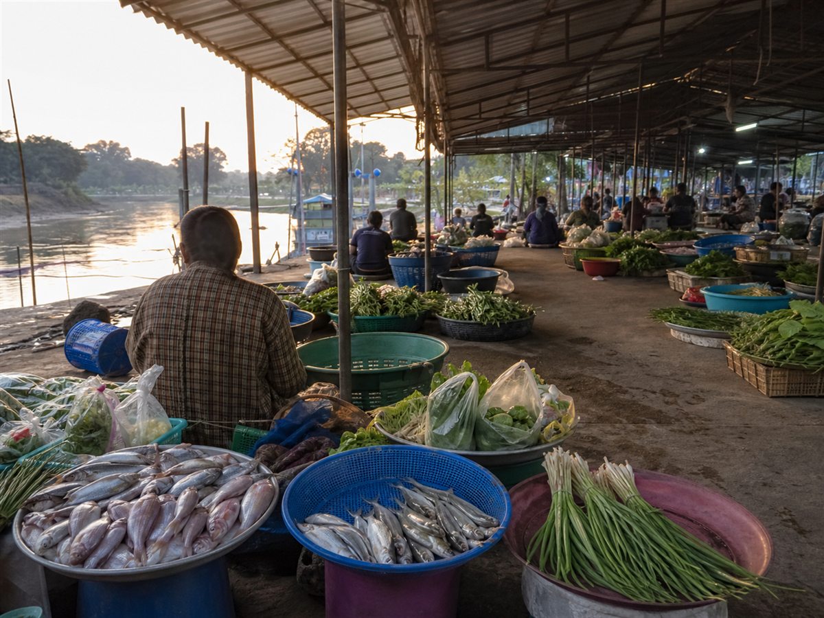 ตลาดเทศบาลเมืองอุทัยธานีตอนเช้า